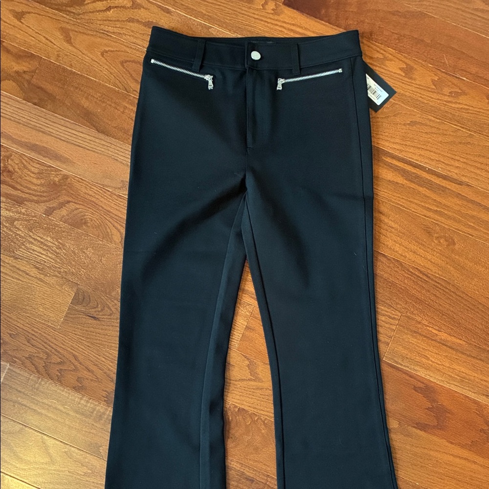 PAIGE Black Pants with Silver Zipper Accents NWT